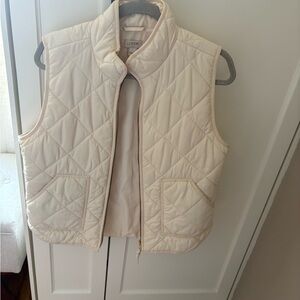 J. Crew Quilted Cream Sleeveless Puffer Vest